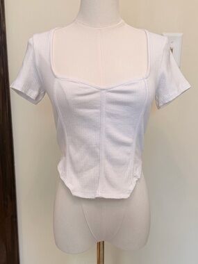 ASOS Women's White Square Neck Ribbed Top